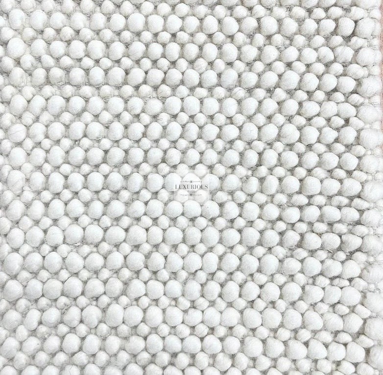Pebbles Cherry White Hand-Woven NZ Wool Rug