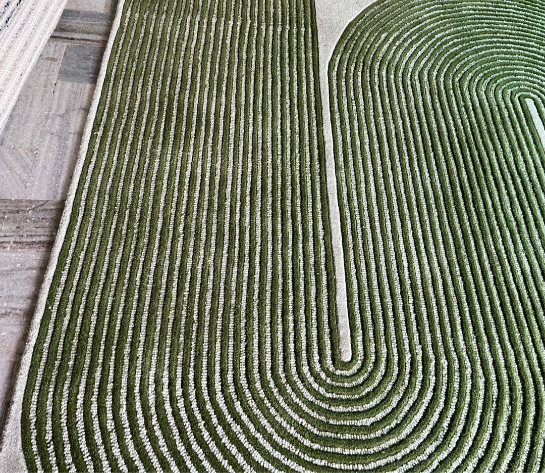 ARIA Viper Modern Rug 100% Wool Green Hand Tufted Rug