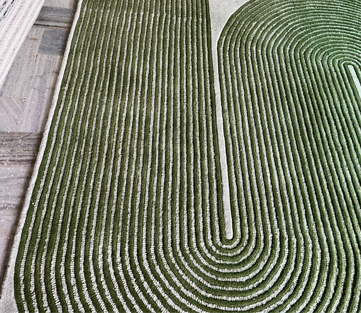 ARIA Viper Modern Rug 100% Wool Green Hand Tufted Rug