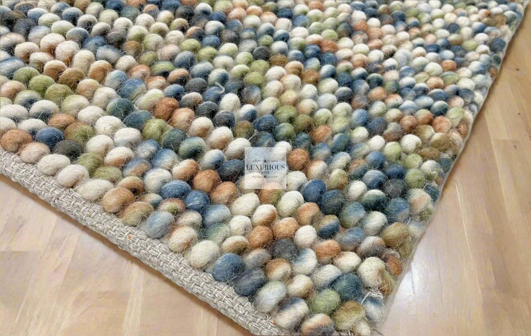 Pebbles Hand Woven Multi Color Wool and Cotton Blend Rug