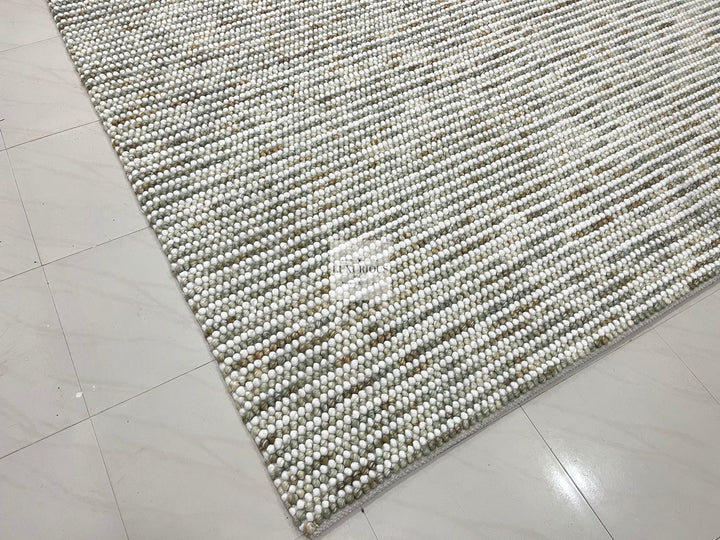 Pebbles Olive Multi Colour Hand-Woven Wool Rug