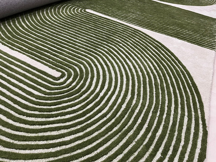 ARIA Viper Modern Rug 100% Wool Green Hand Tufted Rug