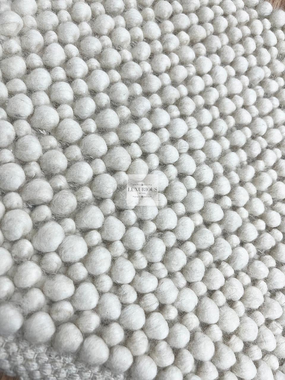 Pebbles Cherry White Hand-Woven NZ Wool Rug