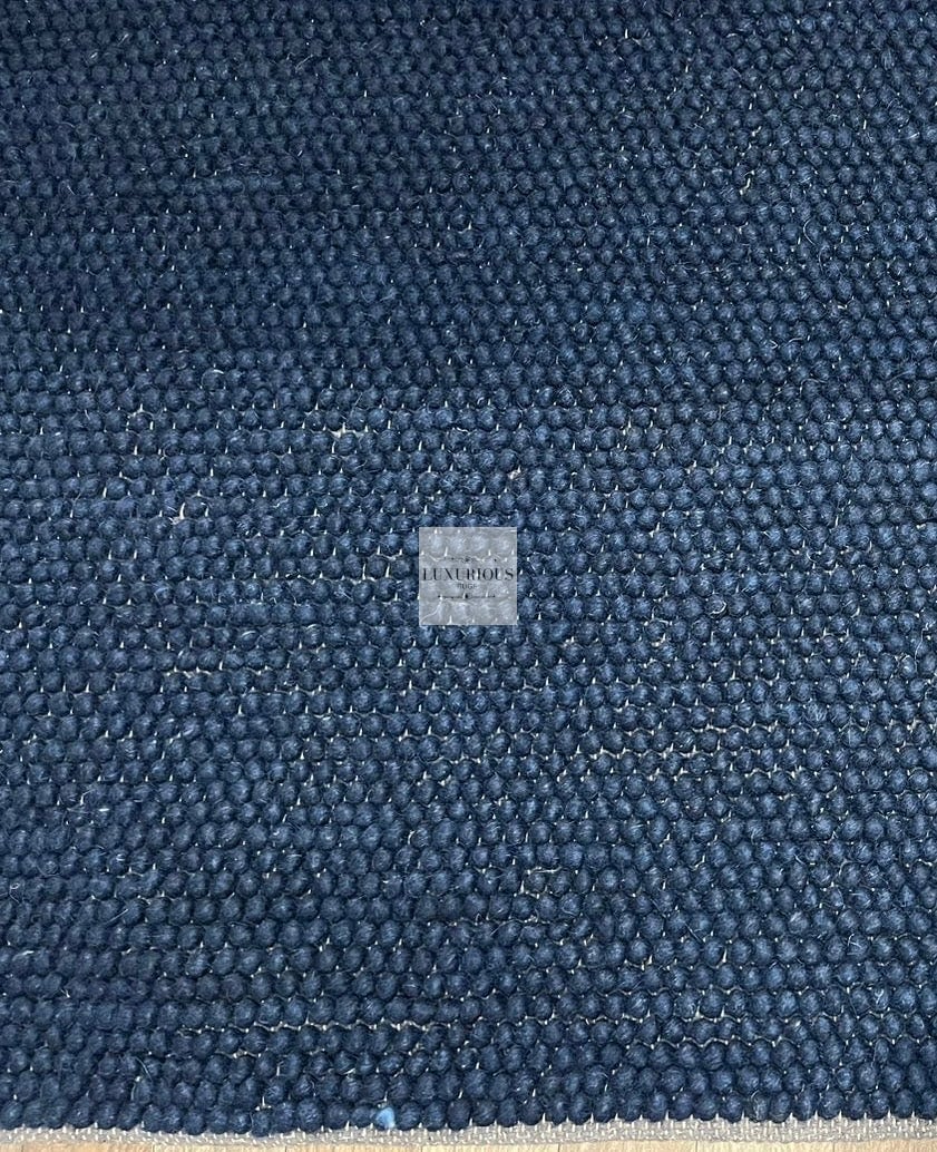 Pebbles Pure Navy Wool Hand Woven Rug custom