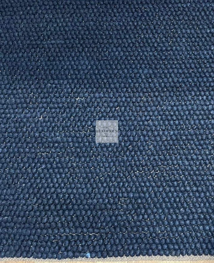 Pebbles Pure Navy Wool Hand Woven Rug custom
