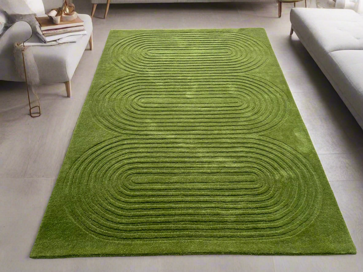 Viper New Design Modern Rug 100% Wool Green Hand Tufted Rug