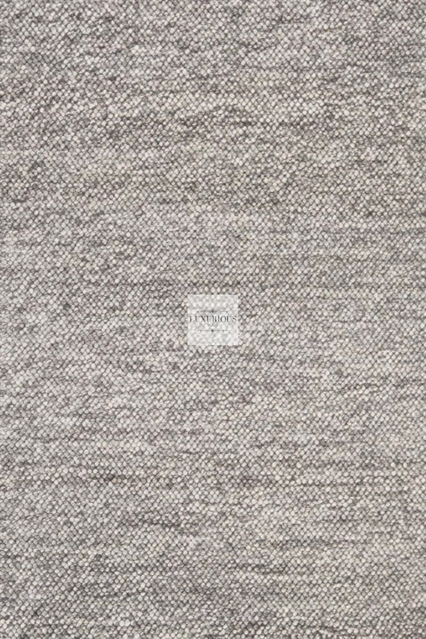 Pebbles Grey Ivory Brown Hand Woven Wool and Cotton Blend Rug