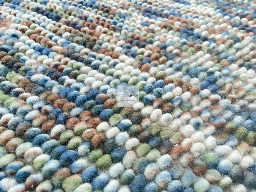 Pebbles Hand Woven Multi Color Wool and Cotton Blend Rug