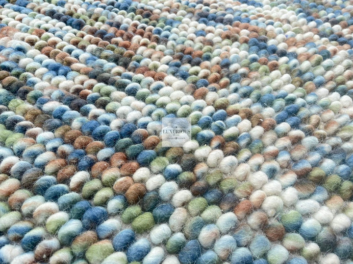 Pebbles Hand Woven Multi Color Wool and Cotton Blend Rug