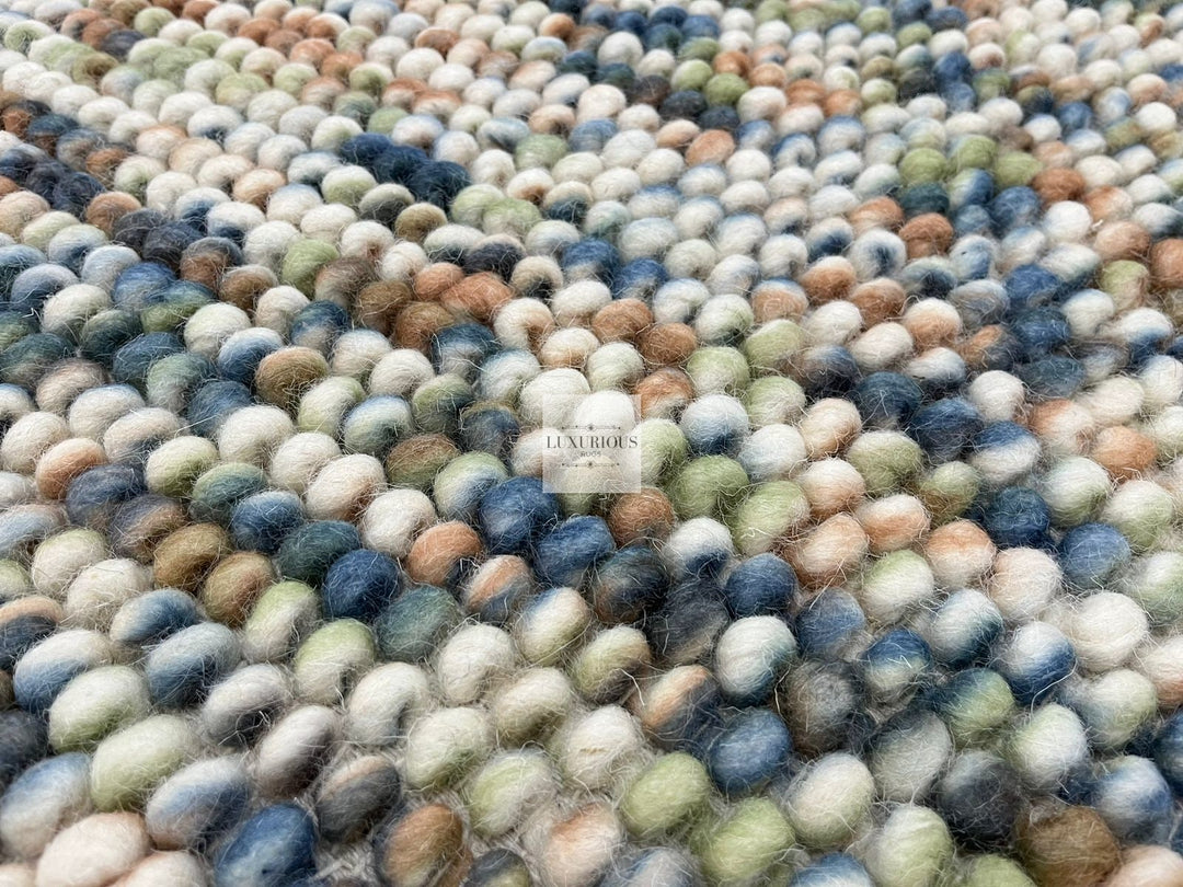Pebbles Hand Woven Multi Color Wool and Cotton Blend Rug