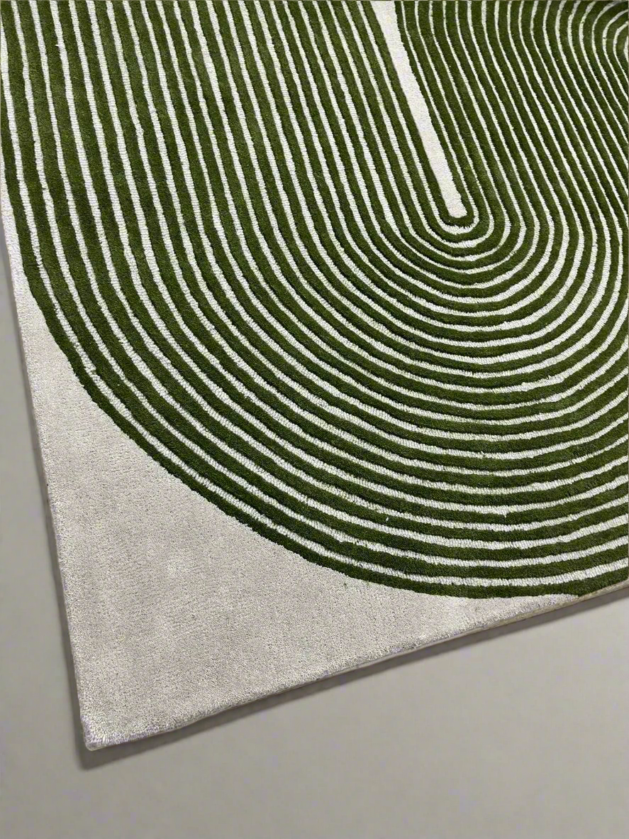 ARIA Viper Modern Rug 100% Wool Green Hand Tufted Rug