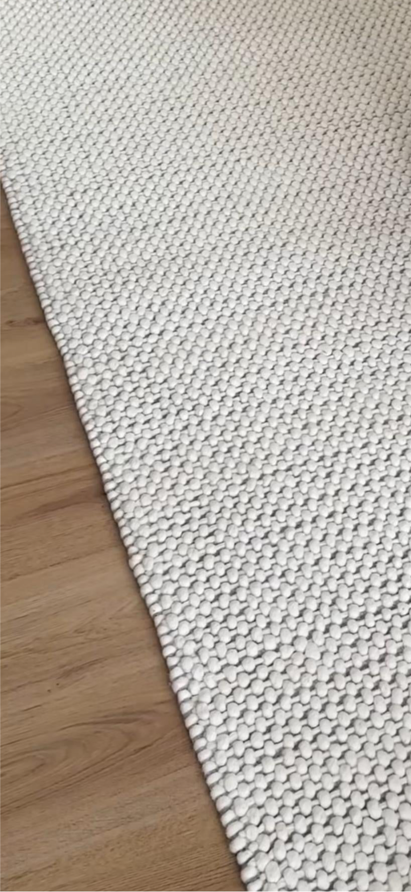 Pebbles Weave White Hand Woven Wool and Cotton Blend Rug custom