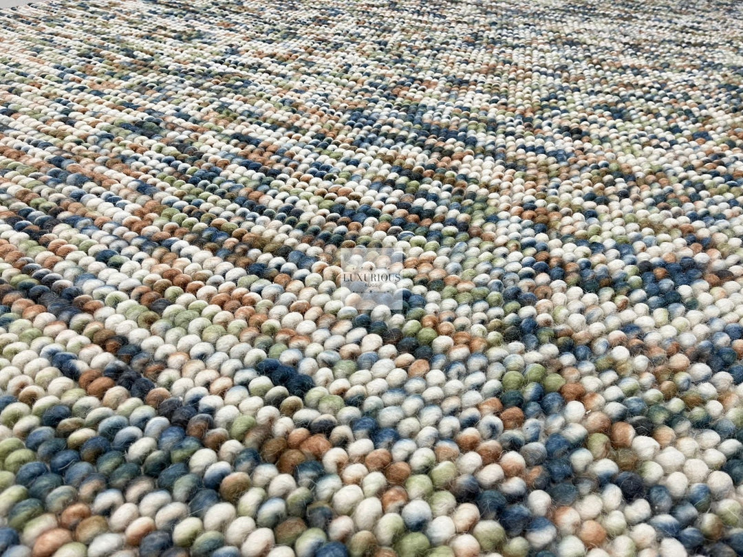 Pebbles Hand Woven Multi Color Wool and Cotton Blend Rug