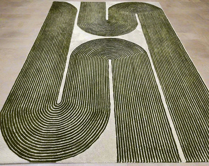 ARIA Viper Modern Rug 100% Wool Green Hand Tufted Rug