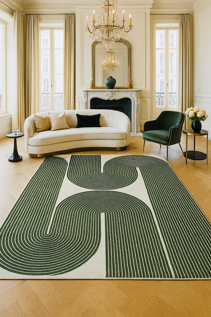 ARIA Viper Modern Rug 100% Wool Green Hand Tufted Rug