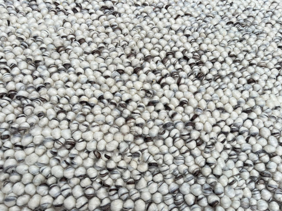 Pebbles Grey Ivory Brown Hand Woven Wool and Cotton Blend Rug