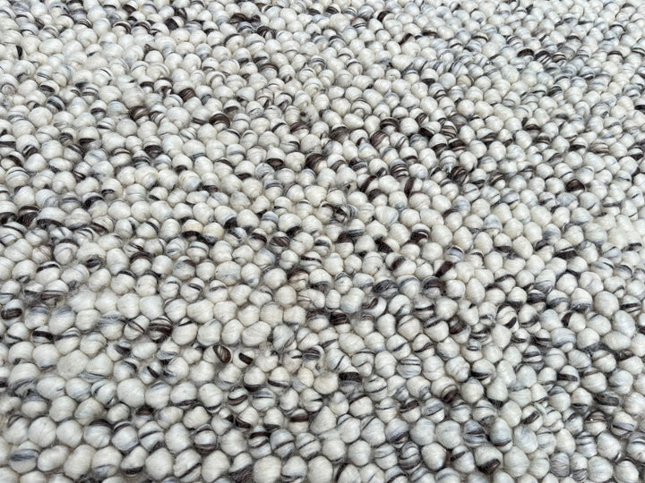 Pebbles Grey Ivory Brown Hand Woven Wool and Cotton Blend Rug