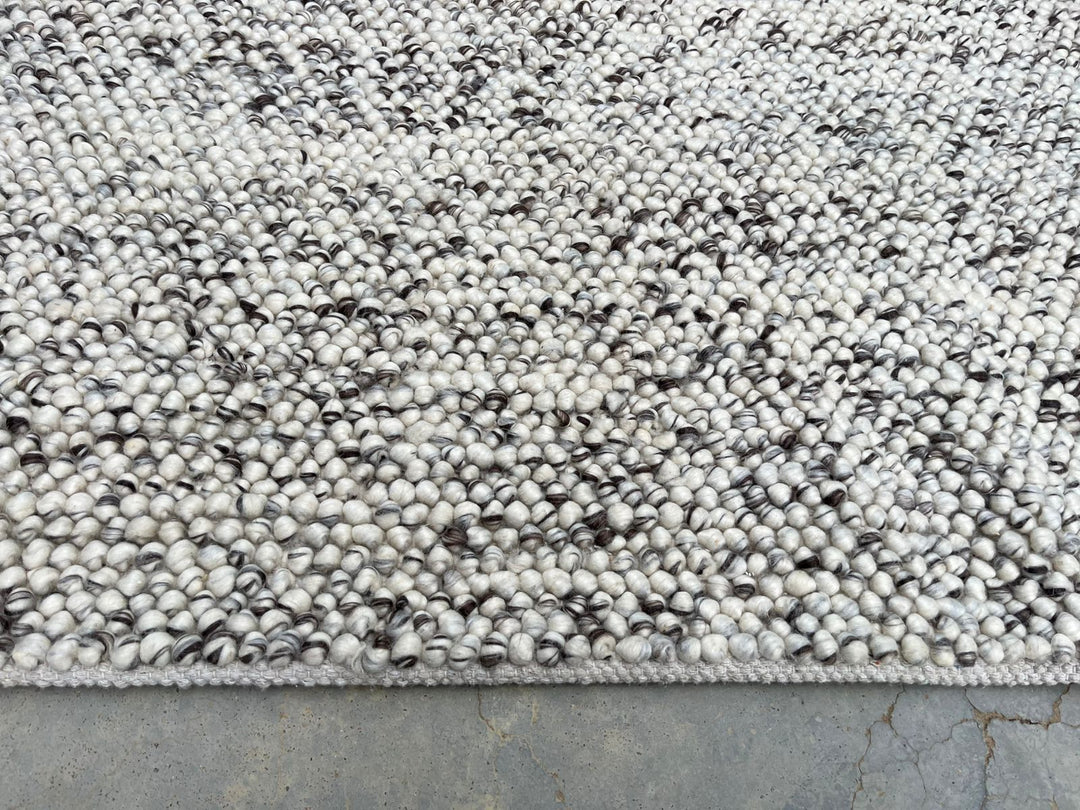 Pebbles Grey Ivory Brown Hand Woven Wool and Cotton Blend Rug