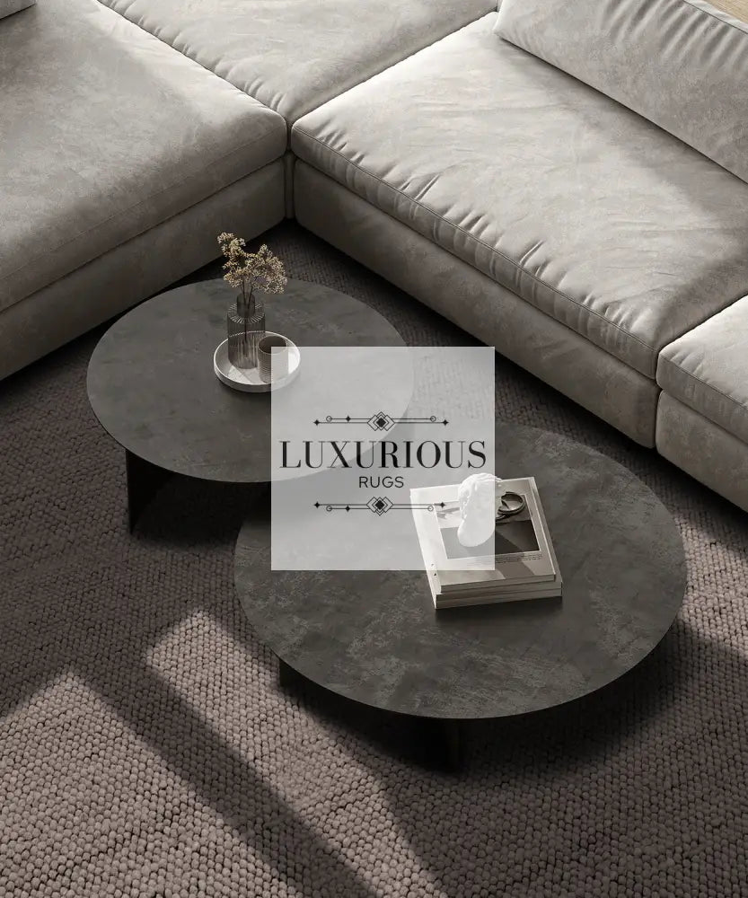 Pebbles Brown Hand Woven Wool and Cotton Blend Rug