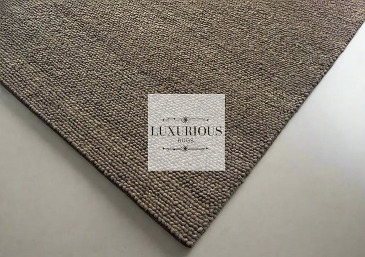 Pebbles Brown Hand Woven Wool and Cotton Blend Rug