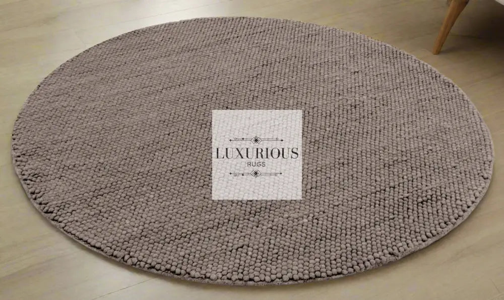 Pebbles Brown Hand Woven Wool and Cotton Blend Rug