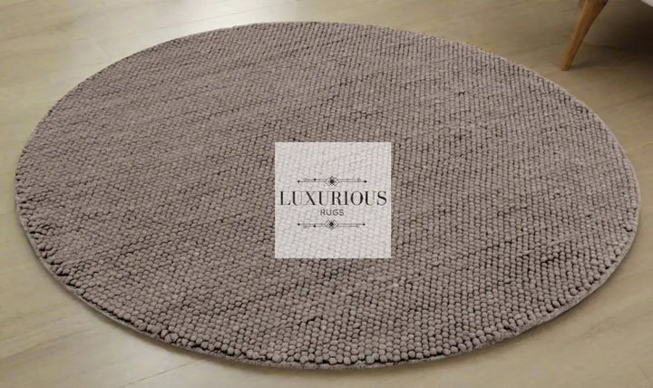 Pebbles Brown Hand Woven Wool and Cotton Blend Rug