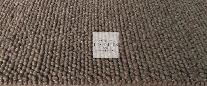 Pebbles Brown Hand Woven Wool and Cotton Blend Rug