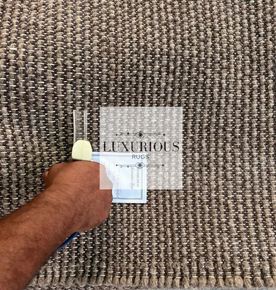 Pebbles Brown Hand Woven Wool and Cotton Blend Rug