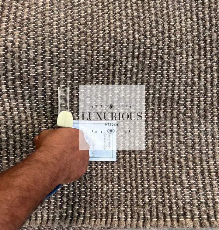 Pebbles Brown Hand Woven Wool and Cotton Blend Rug