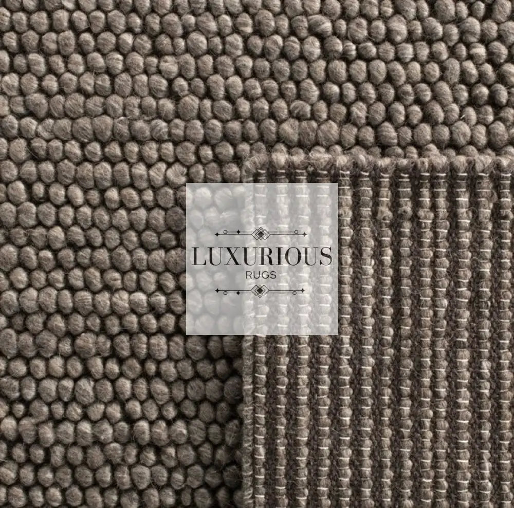 Pebbles Brown Hand Woven Wool and Cotton Blend Rug
