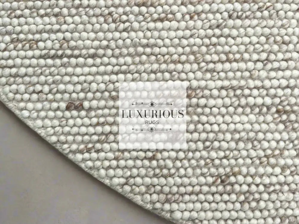 Pebbles Chalk Hand Woven Wool and Cotton Blend Rug