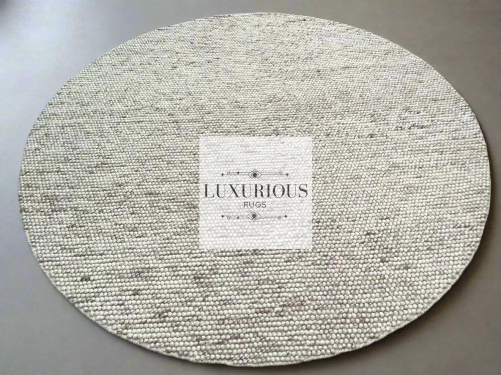 Pebbles Chalk Hand Woven Wool and Cotton Blend Rug