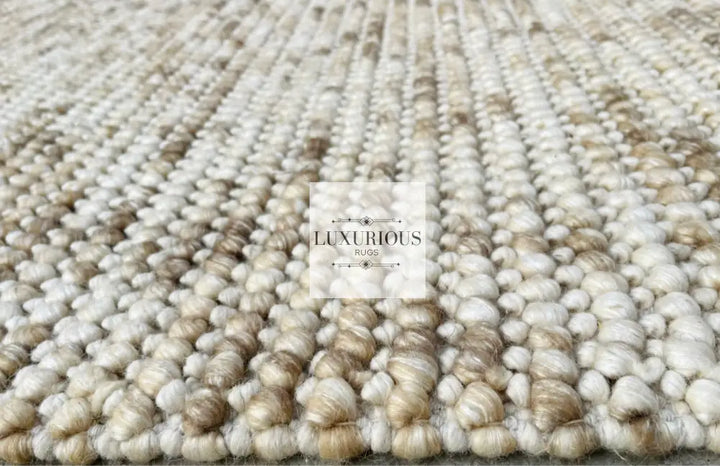 Pebbles Cherry Beige Stone River Hand Woven Wool Rug