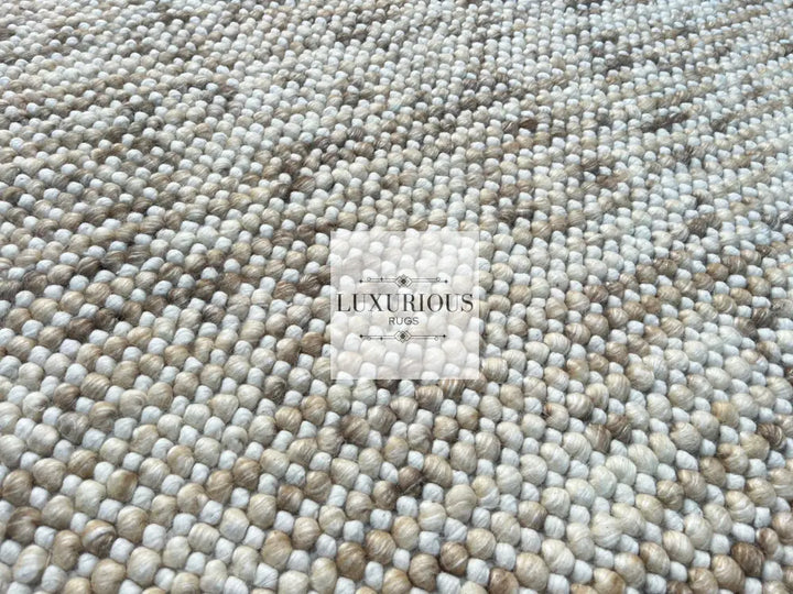 Pebbles Cherry Beige Stone River Hand Woven Wool Rug