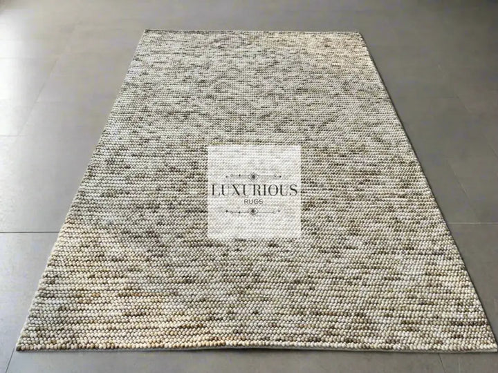 Pebbles Cherry Beige Stone River Hand Woven Wool Rug