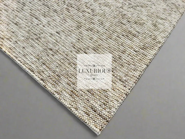 Pebbles Cherry Beige Stone River Hand Woven Wool Rug