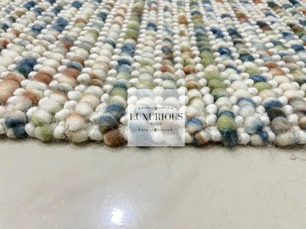 Pebbles Cherry Hand Woven Multi Color Wool and Cotton Blend Rug