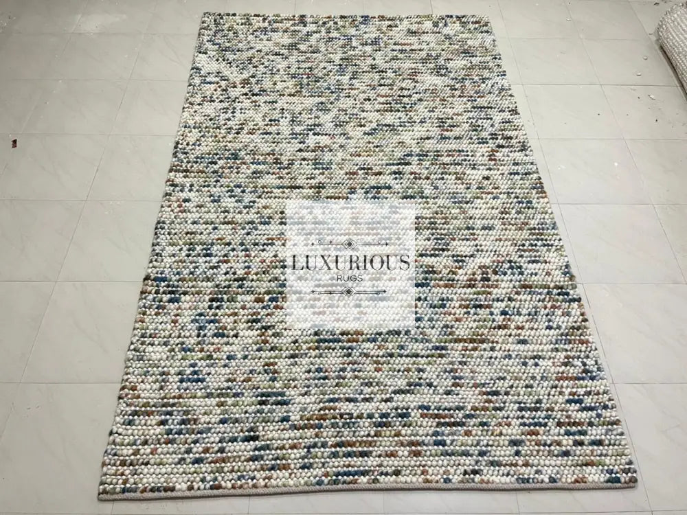 Pebbles Cherry Hand Woven Multi Color Wool and Cotton Blend Rug