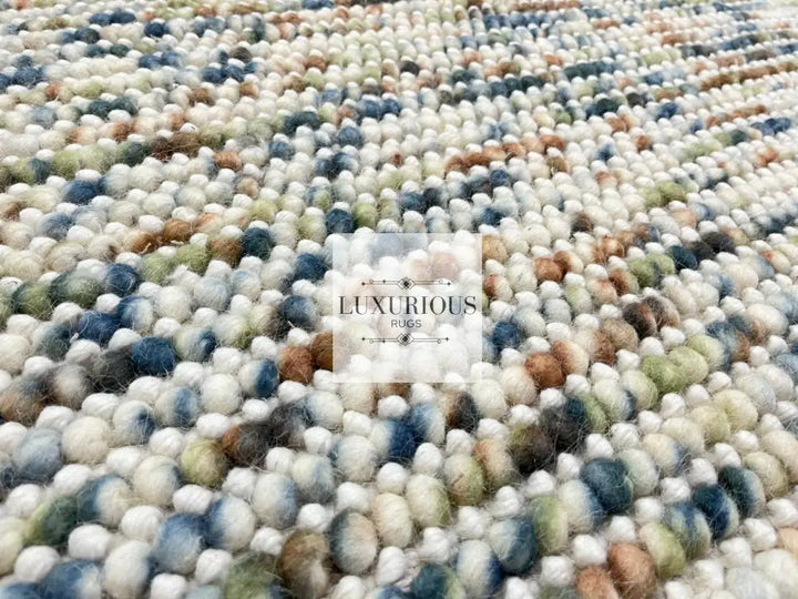 Pebbles Cherry Hand Woven Multi Color Wool and Cotton Blend Rug