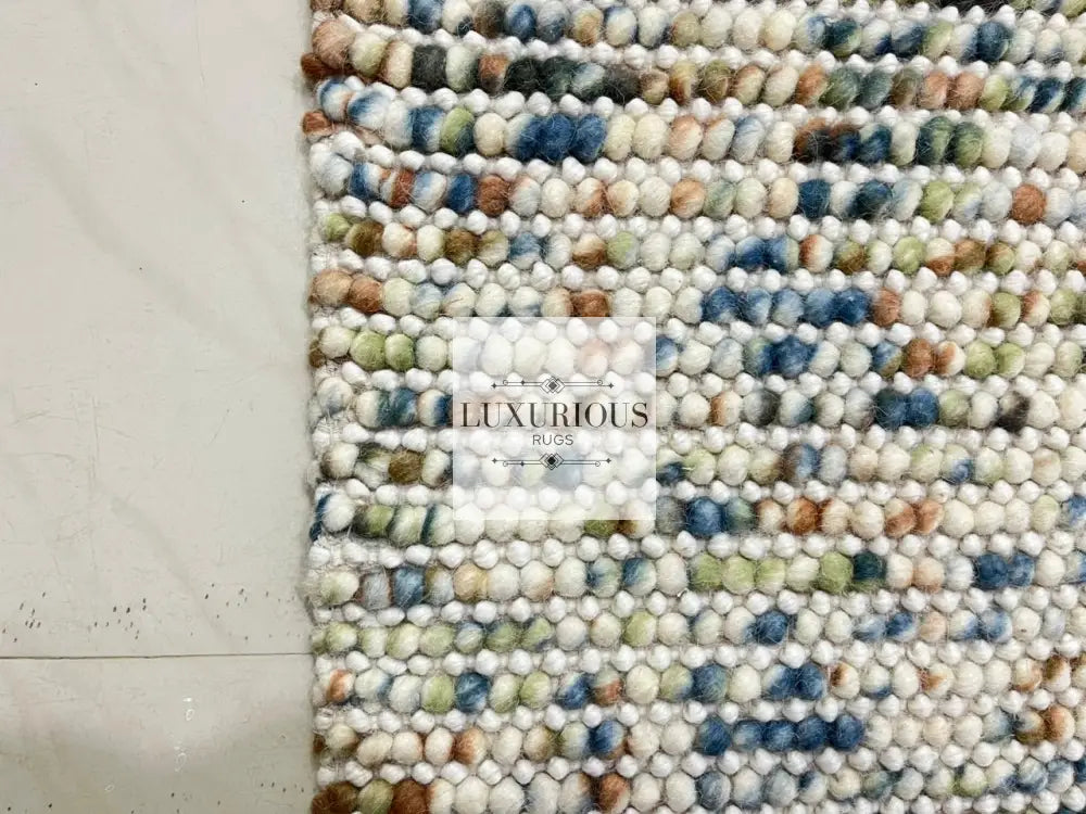 Pebbles Cherry Hand Woven Multi Color Wool and Cotton Blend Rug