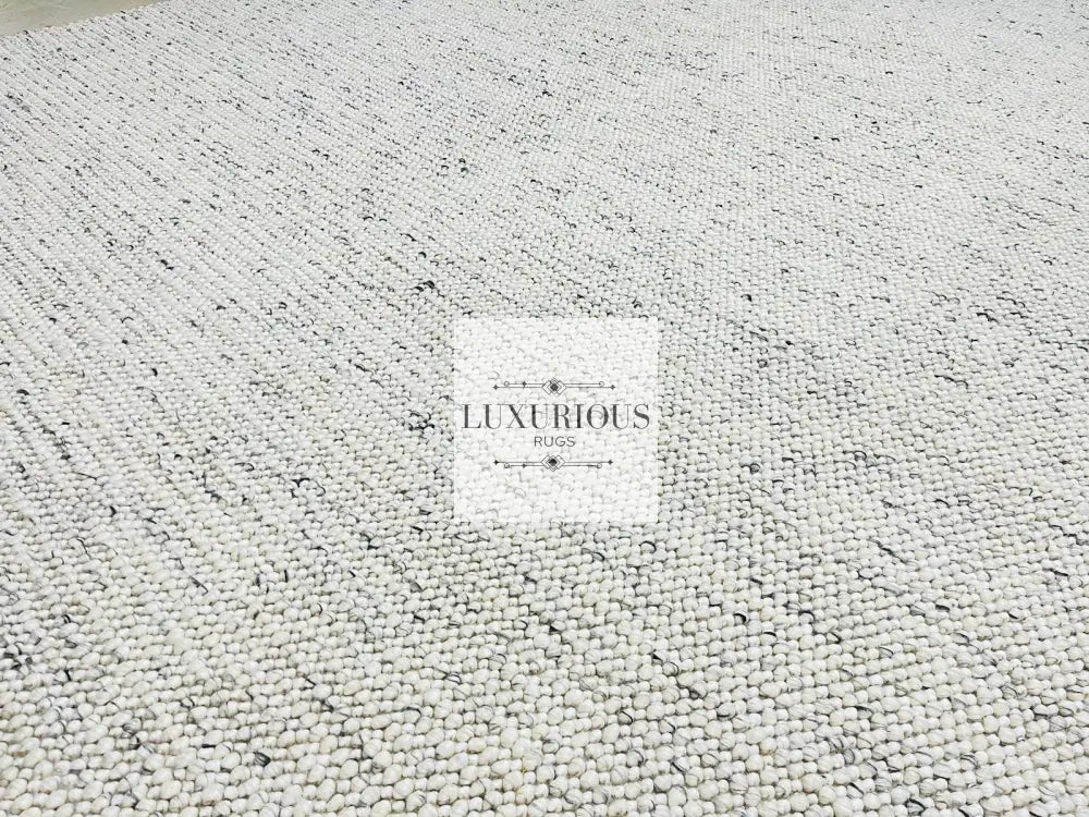 Pebbles Cherry Ice Ivory white Grey Hand-Woven wool Rug