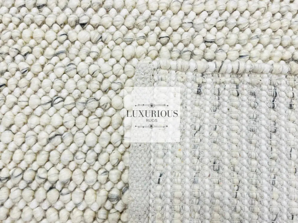 Pebbles Cherry Ice Ivory white Grey Hand-Woven wool Rug