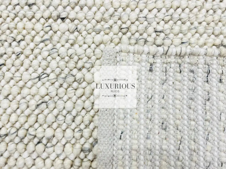 Pebbles Cherry Ice Ivory white Grey Hand-Woven wool Rug