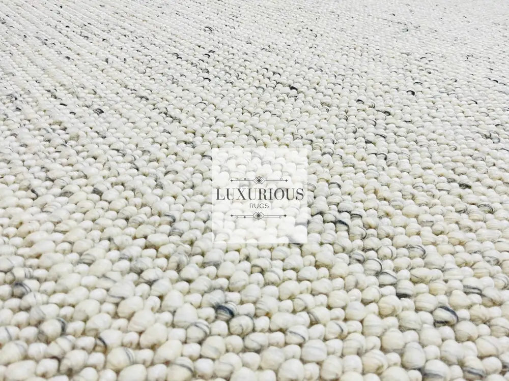 Pebbles Cherry Ice Ivory white Grey Hand-Woven wool Rug