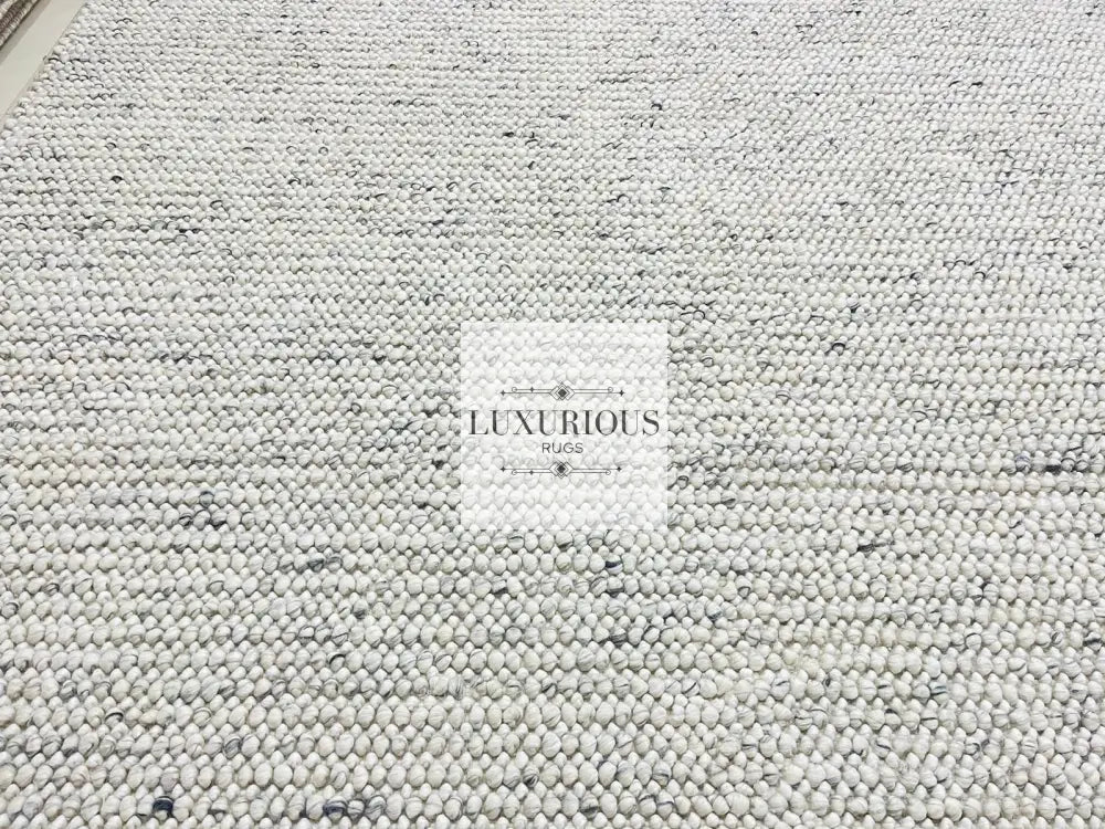 Pebbles Cherry Ice Ivory white Grey Hand-Woven wool Rug