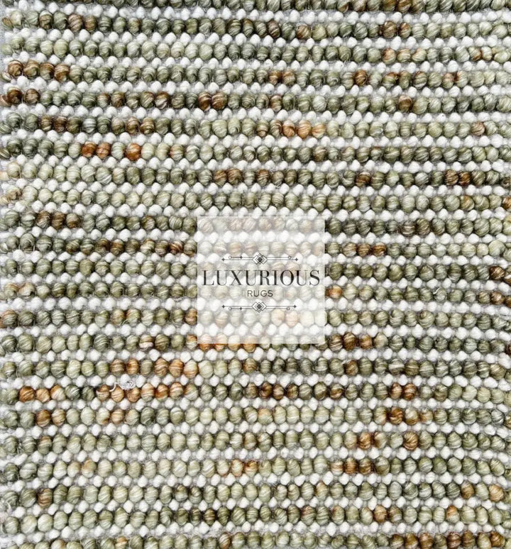 Pebbles Cherry Olive Multi Colour Hand-Woven Wool Rug