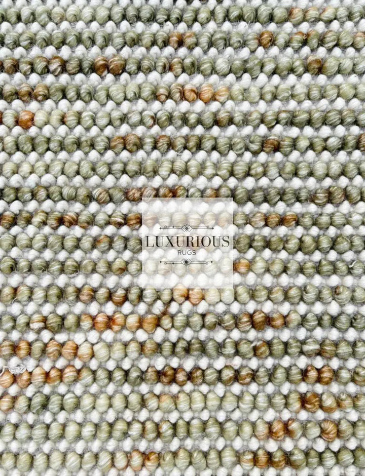 Pebbles Cherry Olive Multi Colour Hand-Woven Wool Rug