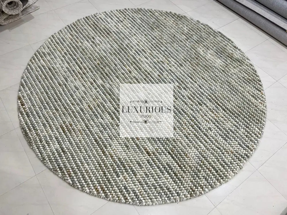 Pebbles Cherry Olive Multi Colour Hand-Woven Wool Rug