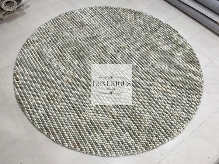 Pebbles Cherry Olive Multi Colour Hand-Woven Wool Rug