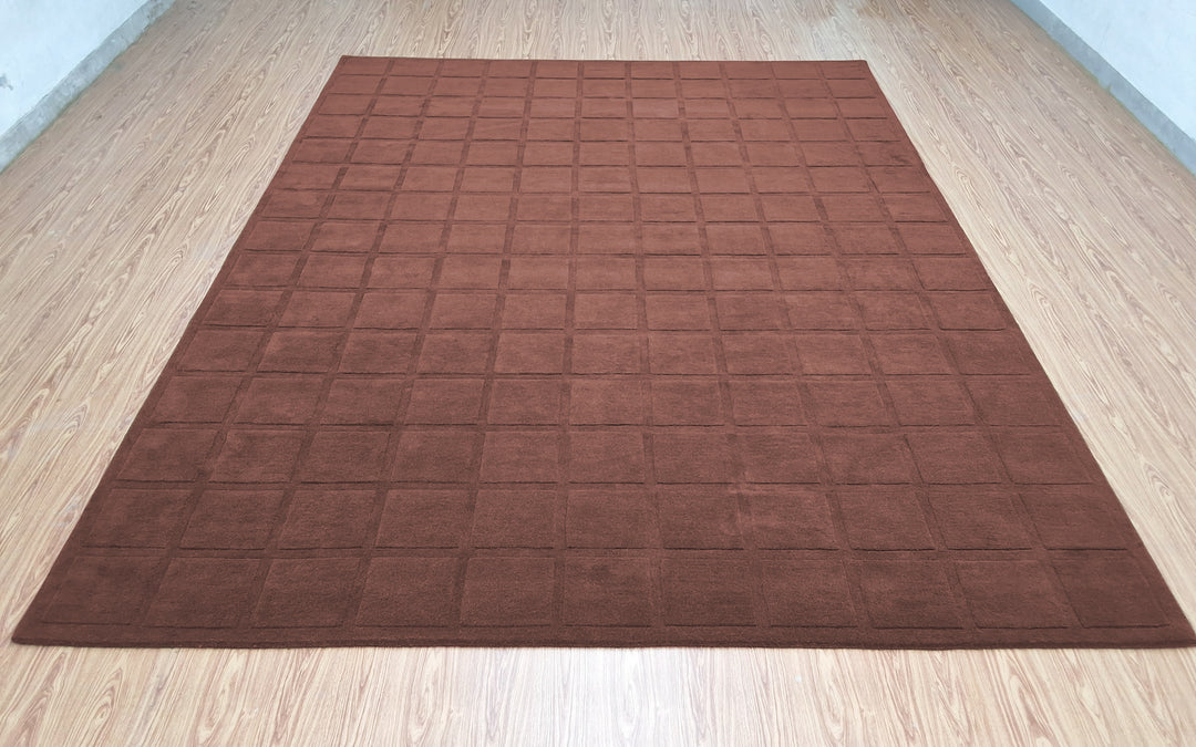 Forma Modern Rug 100% Wool Red Mahogany Color Hand Tufted Rug